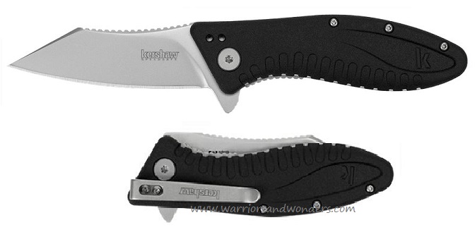 Kershaw Grinder Flipper Folding Knife, Assisted Opening, GFN Black, KE-1319
