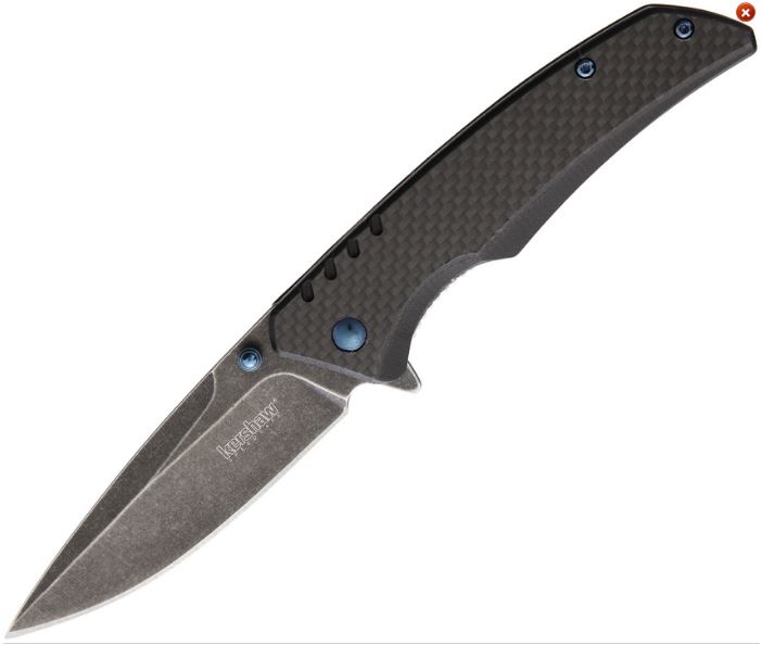 Kershaw Halogen Flipper Folding Knife, Assisted Opening, Carbon Fiber/G10, KE-1336BW