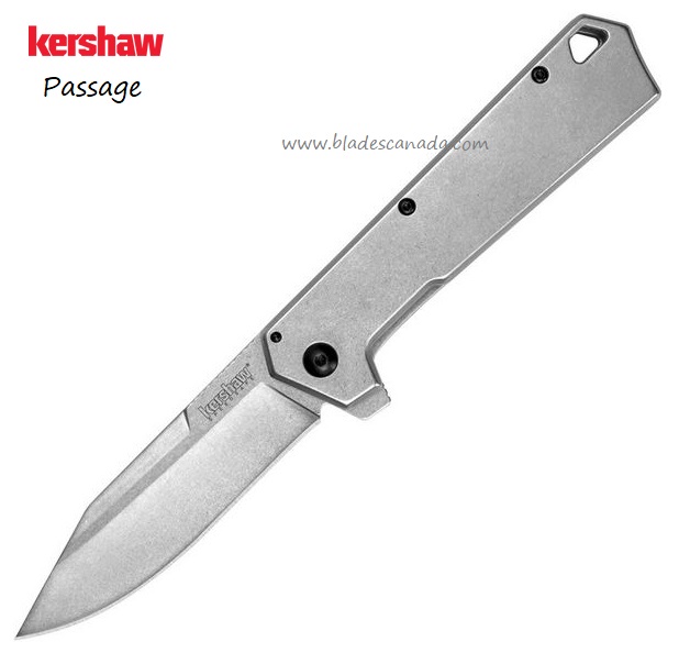 Kershaw Passage Flipper Framelock Knife, Assisted Opening, Stainless Handle, K1361 - Click Image to Close