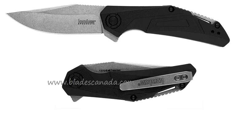 Kershaw Camshaft Flipper Folding Knife, Assisted Opening, GFN Black, KE-1370