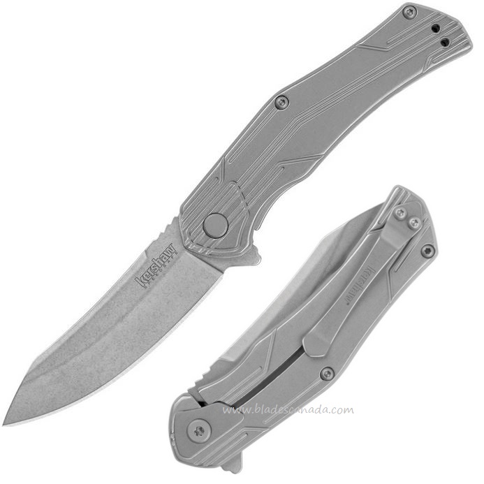 Kershaw Husker Flipper Framelock Knife, Assisted Opening, Stainless Handle, KE-1380