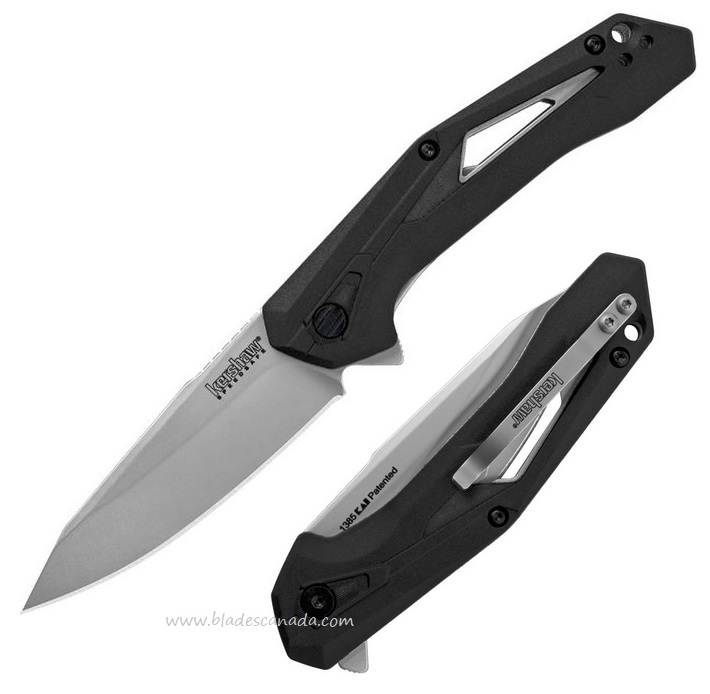 Kershaw Airlock Flipper Folding Knife, GFN Black, Assisted Opening, KE-1385