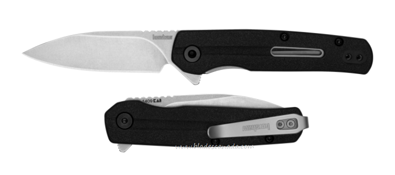 Kershaw Korra Flipper Folding Knife, Assisted Opening, SW Blade, GFN Black Handle, KE-1409