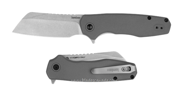 Kershaw Wharf Flipper Folding Knife, Assisted Opening, Stonewash Blade, GFN Grey, KE-1414