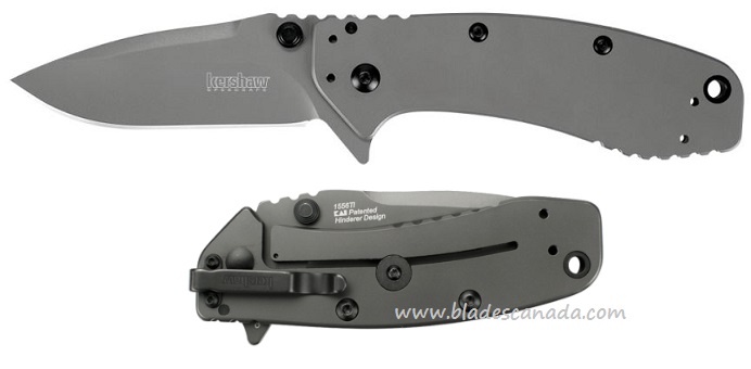 (image for) Kershaw Cryo II Hinderer Flipper Framelock Knife, Assisted Opening, Stainless Handle, K1556