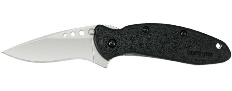 Kershaw Scallion Flipper Folding Knife, Assisted Opening, 420HC, GFN Black, K1620 - Click Image to Close