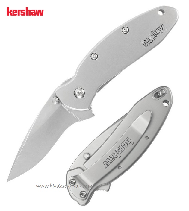 Kershaw Scallion Flipper FrameLock Knife, Assisted Opening, 420HC, Stainless Handle, K1620FL - Click Image to Close