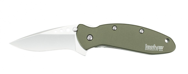 Kershaw Scallion Flipper Folding Knife, Assisted Opening, 420HC, Aluminum OD, K1620OL