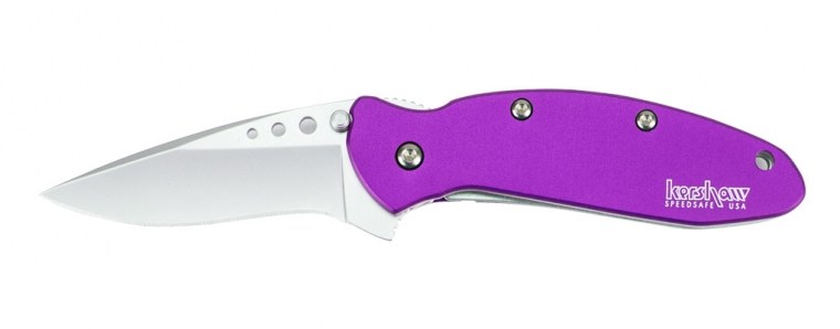 Kershaw Scallion Flipper Folding Knife, Assisted Opening, 420HC, Aluminum Purple, K1620PUR