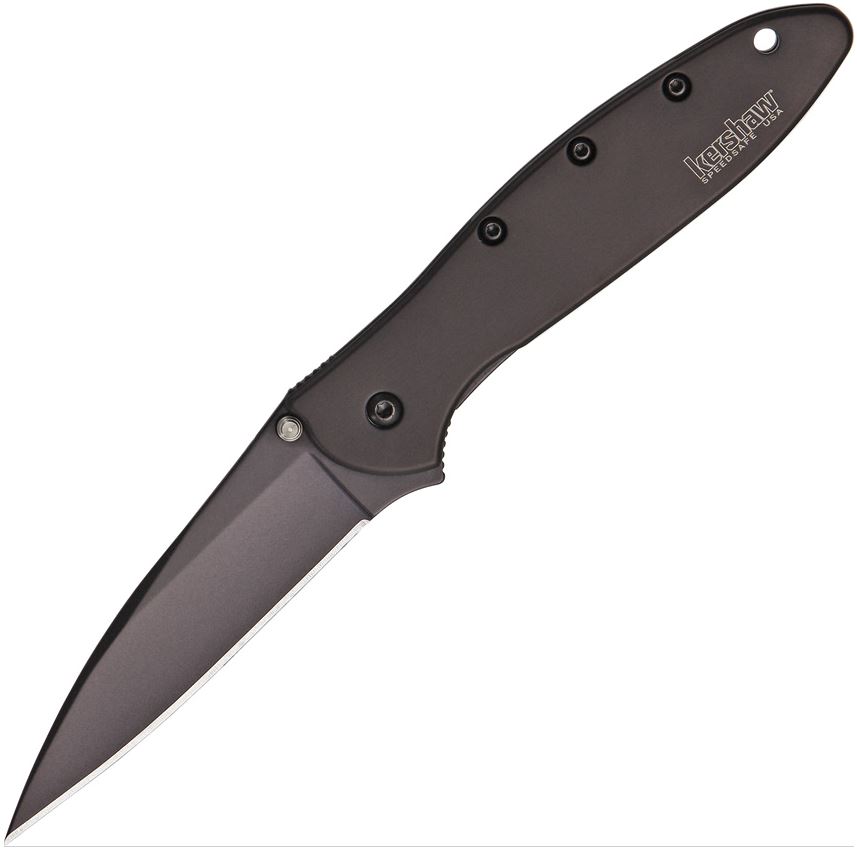 Kershaw Leek Flipper Framelock Knife, Assisted Opening, 14C28N Sandvik, Stainless Brown Handle, K1660BRN - Click Image to Close