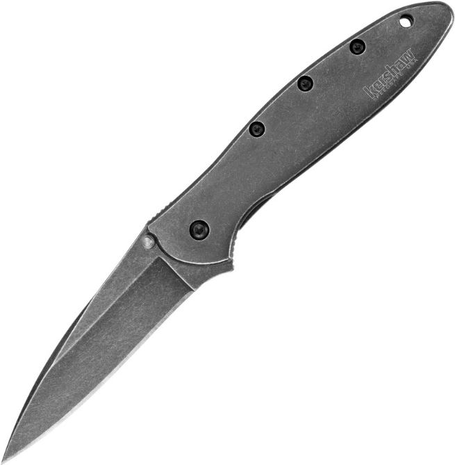 Kershaw Leek Framelock Flipper Knife, Assisted Opening, 14C28N Sandvik, Stainless Handle, K1660BWWM - Click Image to Close