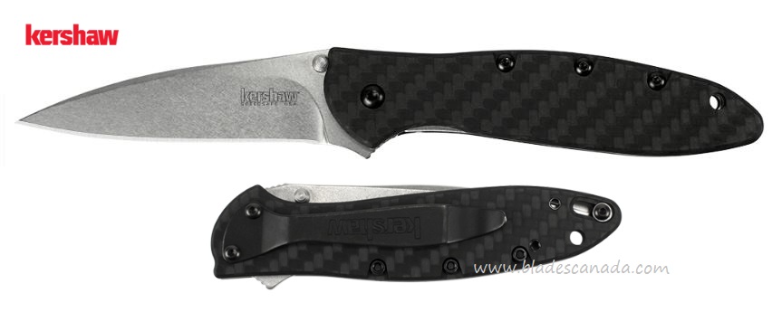 Kershaw Leek Flipper Folding Knife, Assisted Opening, CPM 154CM, Carbon Fiber, K1660CF