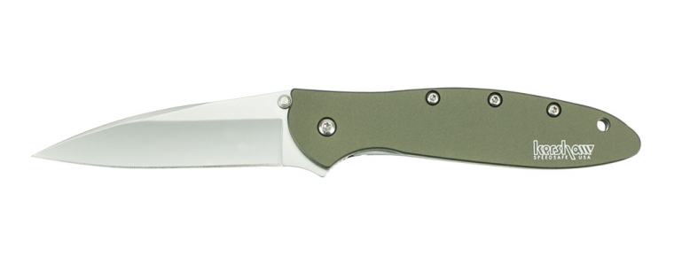 Kershaw Leek Flipper Folding Knife, Assisted Opening, 14C28N Sandvik, Aluminum OD, K1660OL