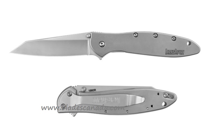 Kershaw Random Leek Flipper Folding Knife, Assisted Opening, 14C28N Sandvik, Stainless Handle, K1660R - Click Image to Close