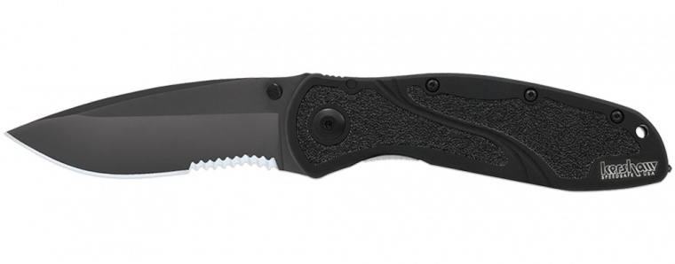 Kershaw Blur Folding Knife, 14C28N Sandvik w/ Glassbreaker, Assisted Opening K1670GBBLKST