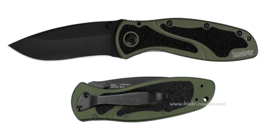 Kershaw Blur Folding Knife, Assisted Opening, 14C28N Sandvik, Aluminum OD, K1670OLBLK