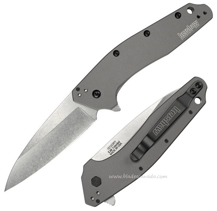 Kershaw Dividend Flipper Folding Knife, Assisted Opening, Aluminum Grey, K1812GRY