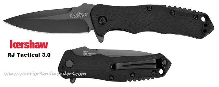 Kershaw RJ Tactical 3.0 Flipper Framelock Knife, Assisted Opening, GFN Black, K1987 - Click Image to Close