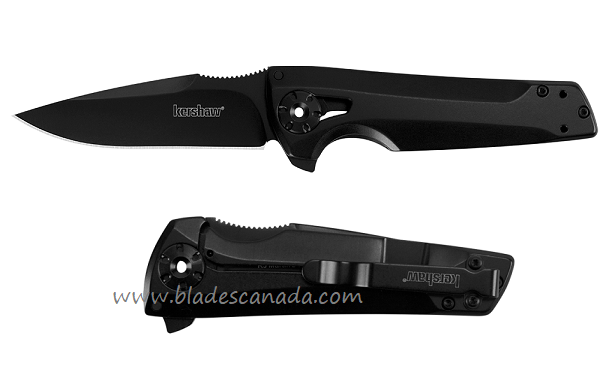 Kershaw Flythrough Flipper Framelock Knife, Stainless Black Handle, K1988