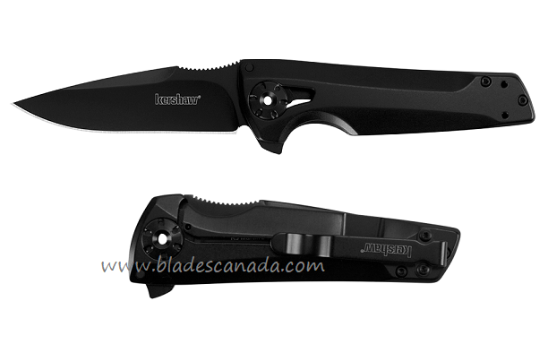 Kershaw Flythrough Flipper Framelock Knife, Stainless Black Handle, K1988 - Click Image to Close