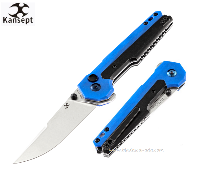 Kansept EDC Tac Flipper Folding Knife, CPM S35VN SW, G10 Blue/Titanium, K2009A6