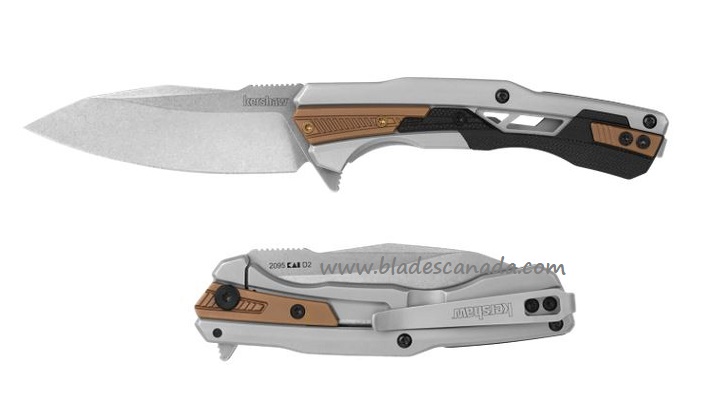 Kershaw Endgame Manual Flipper Framelock Knife, D2 Steel, Stainless Handle, 2095