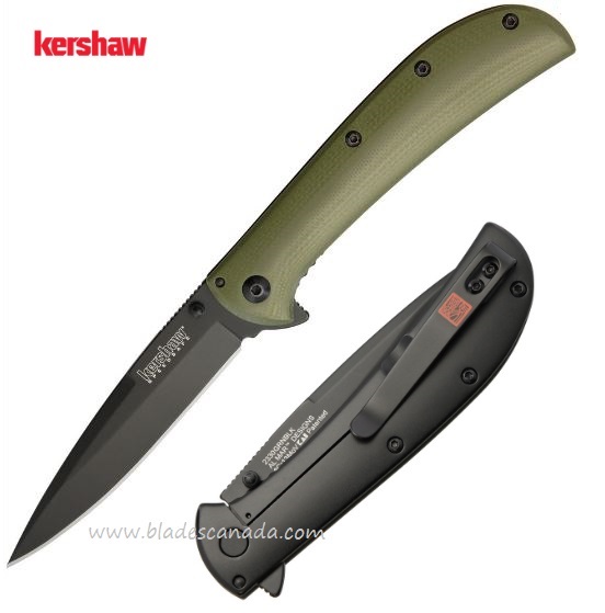 Kershaw Al Mar AM-4 Flipper Framelock Knife, Assisted Opening, G10 Green/Black, K2330GRNBLK - Click Image to Close