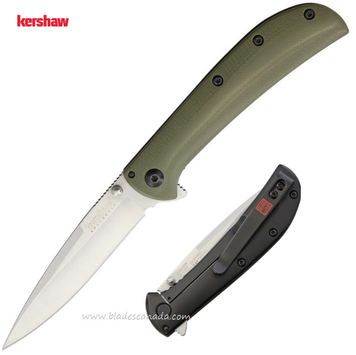 Kershaw Al Mar AM-3 Flipper Framelock Knife, Assisted Opening, G10 Green/Black, K2335GRN