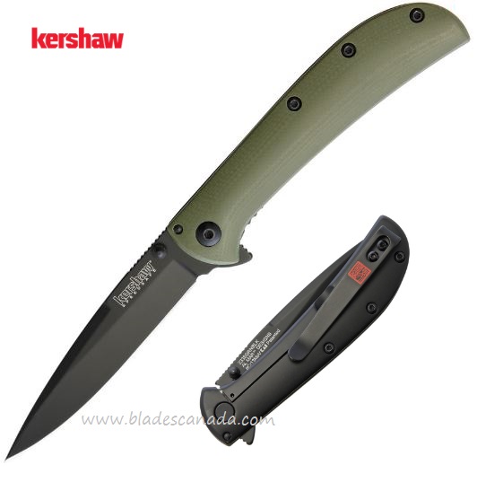 Kershaw Al Mar AM-3 Flipper Framelock Knife, Assisted Opening, G10 Green/Black, K2335GRNBLK - Click Image to Close