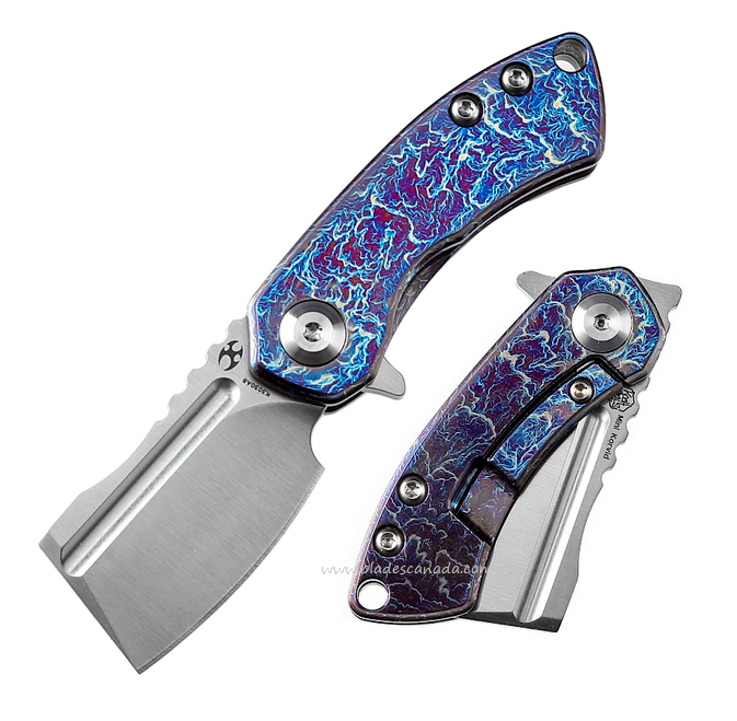 Kansept Mini Korvid Flipper Framelock Knife, CPM S35VN, Titanium Lightning Ano, K3030A8