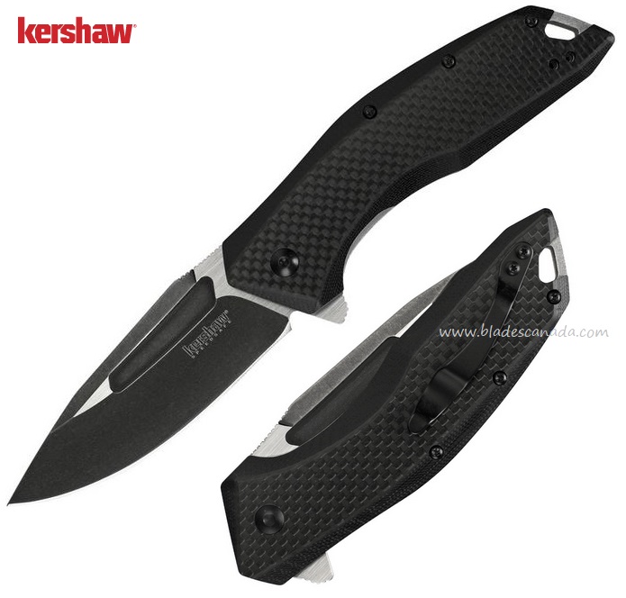 Kershaw Flourish Flipper Folding Knife, Assisted Opening, G10/Carbon Fiber, K3935 - Click Image to Close