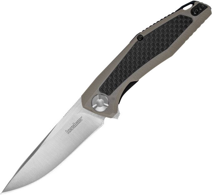 Kershaw Atmos Flipper Folding Knife, G10 Tan/Carbon Fiber, K4037TAN - Click Image to Close
