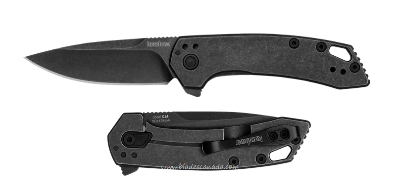 Kershaw Radar Flipper Framelock Knife, Assisted Opening, Steel Blackwash Blade/Handle, K5560