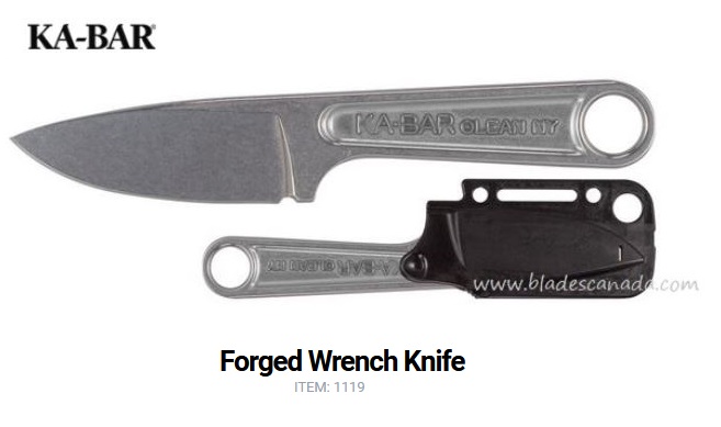 Ka-Bar Forged Wrench Fixed Blade Knife, Hard Sheath, Ka1119