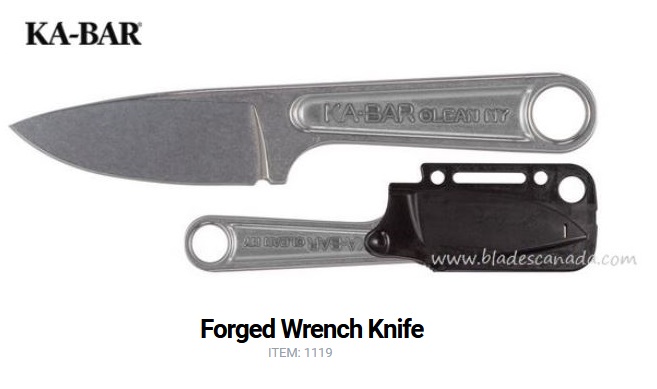 Ka-Bar Forged Wrench Fixed Blade Knife, Hard Sheath, Ka1119 - Click Image to Close