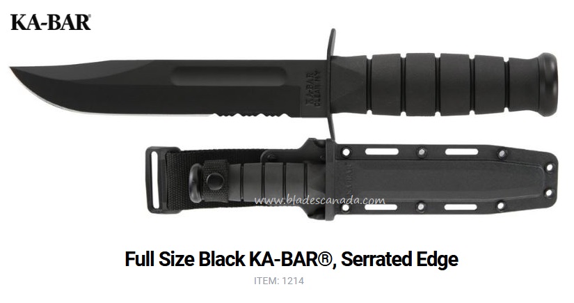 Ka-Bar Fighting Fixed Blade Knife, 1095 Cro-Van, Hard Sheath, Ka1214 - Click Image to Close