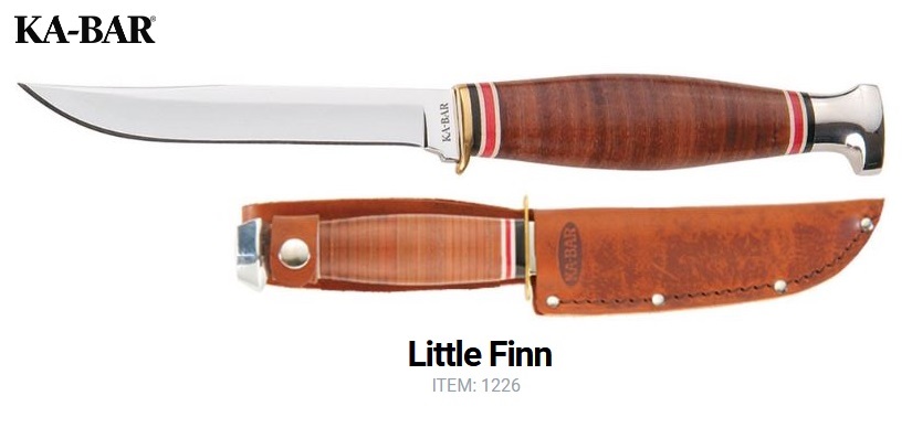 Ka-Bar Little Finn Fixed Blade Knife, 1.4116 Steel, Leather Handle, Leather Sheath, Ka1226 - Click Image to Close