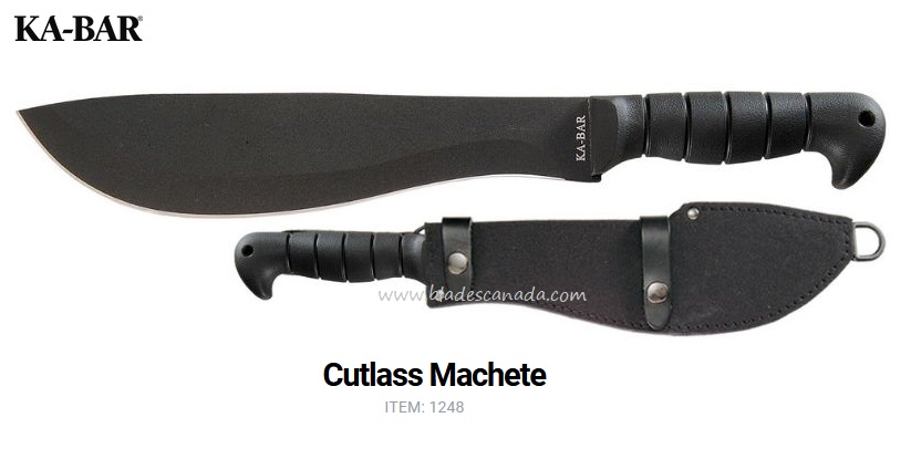 Ka-Bar Cutlass Machete, SK5 Steel, Leather/Cordura Sheath, 1248
