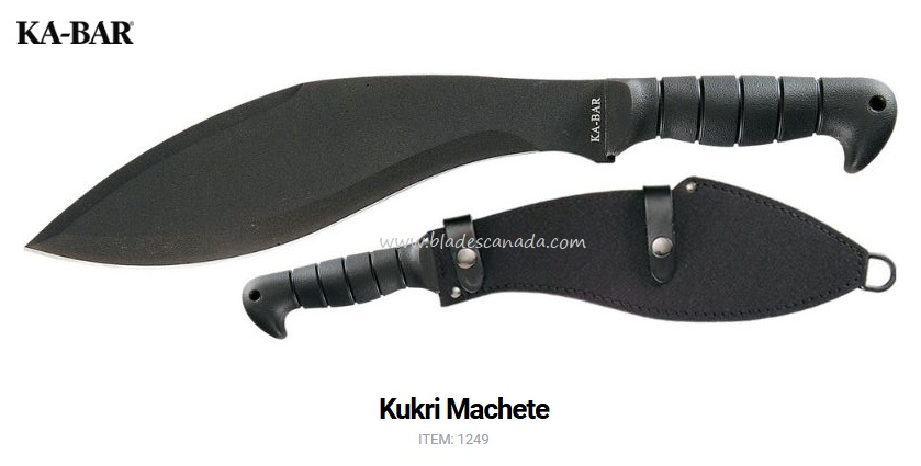 Ka-Bar Kukri Machete, SK5 Steel, Leather/Cordura Sheath, 1249