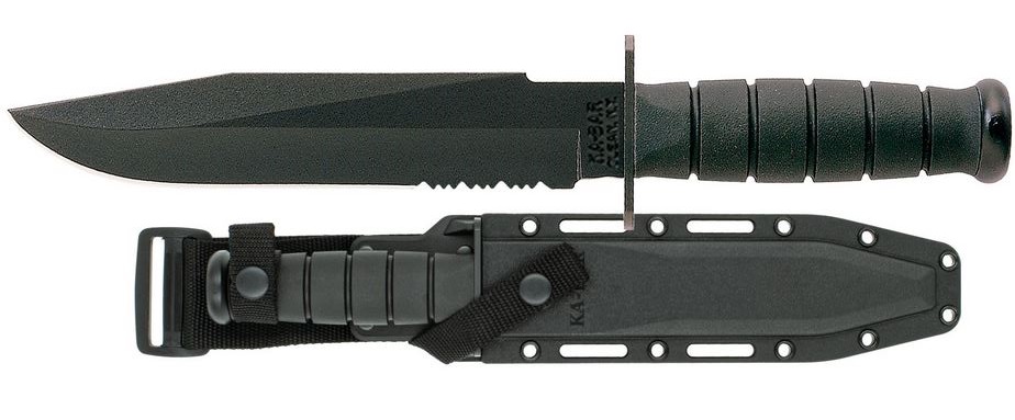 Ka-Bar Fighter Fixed Blade Knife, 1095 Cro-Van, Kydex Sheath, 1271