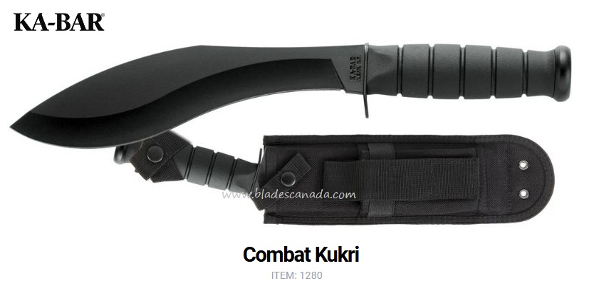 Ka-Bar Combat Kukri Machete, 1095 Cro-Van, Polyester Sheath, Ka1280
