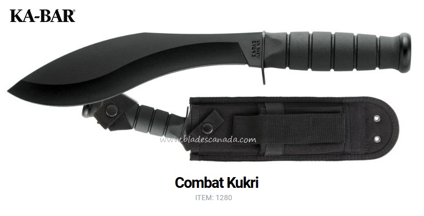 Ka-Bar Combat Kukri Machete, 1095 Cro-Van, Polyester Sheath, 1280
