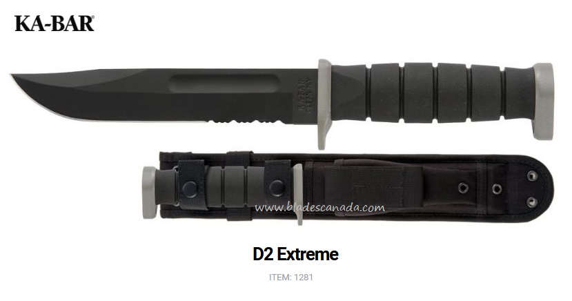 Ka-Bar Extreme Fighting Fixed Blade Knife, D2 Steel, Cordura Sheath, Ka1281 - Click Image to Close