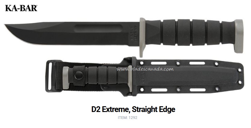 Ka-Bar D2 Extreme Fixed Blade Knife, D2 Straight Edge, Hard Sheath, Ka1292