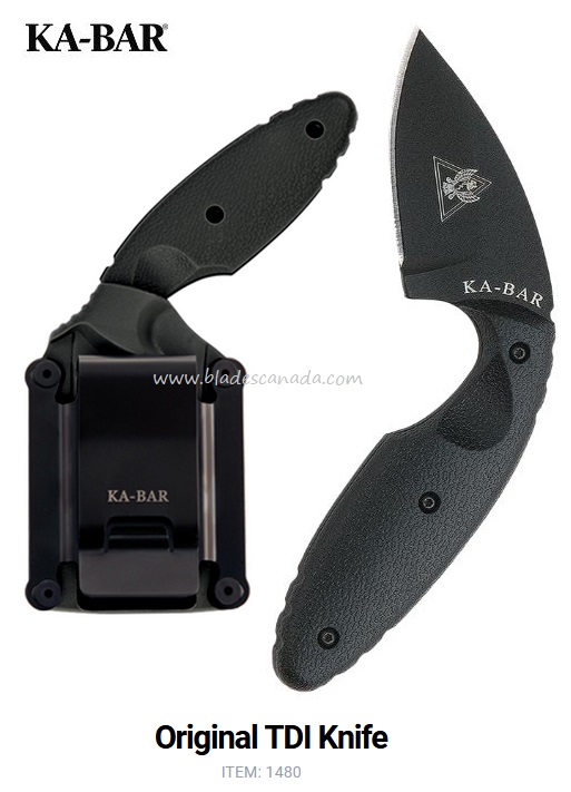 Ka-Bar TDI Law Enforcement Fixed Blade Knife, AUS 8A, Hard Sheath, 1480