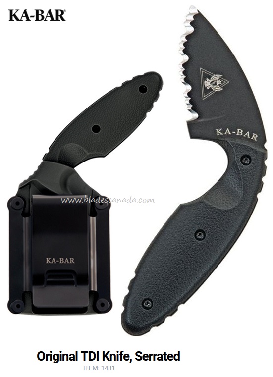 Ka-Bar TDI Law Enforcement Knife, AUS 8A, Zytel Black, Hard Sheath, Ka1481
