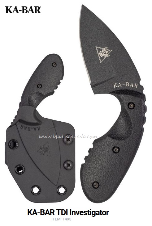 Ka-Bar TDI Investigator Fixed Blade Knife, AUS 8A, Hard Sheath, 1493