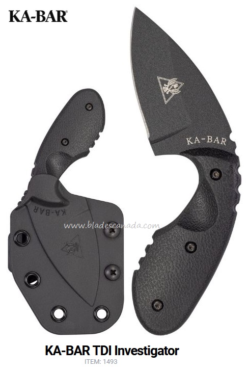 Ka-Bar TDI Investigator Fixed Blade Knife, AUS 8A, Hard Sheath, 1493 - Click Image to Close