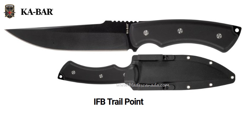 Ka-Bar IFB Trail Point Fixed Blade Knife, G10 Black, Hard Sheath, Ka5351 - Click Image to Close