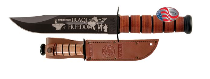 Ka-Bar USMC Operation Iraqi Freedom Commemorative Knife, 1095 Cro-Van, 9128